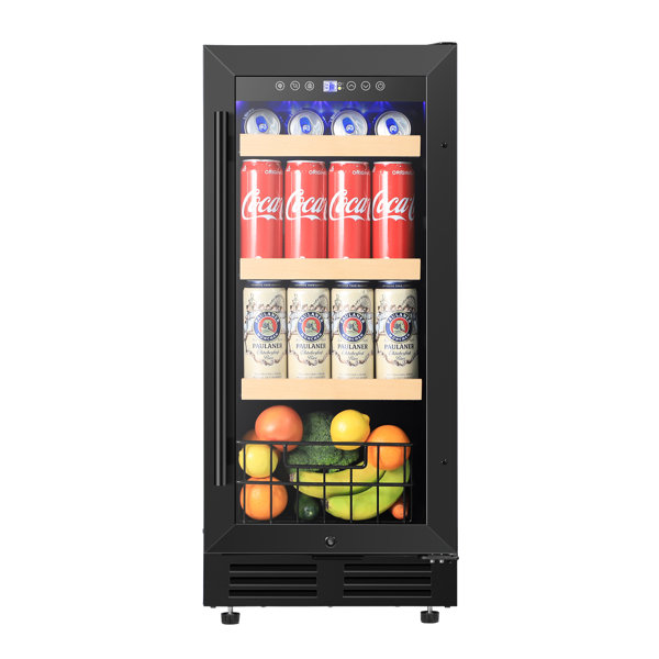 Tittla 15" Black Beverage Refrigerator 130 Can BuiltIn/Freestanding